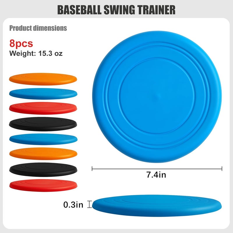 Kivan Base 8Pcs Swing Disk Baseball Swing Trainer, 7 Inch Colorful Softball Training Equipment for Batting Mechanics & Swing Analysis, Lightweight Durable Hitting Aid for Baseball & Softball Players - Image 2